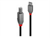 LINDY 2m, USB 2.0, Type C to B, Cable, Anthra,