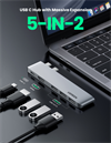 UGREEN USB-C 5in2 Hub, Grey